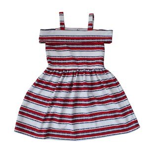 Knitworks Girls 10 Red White Blue Striped Dress
